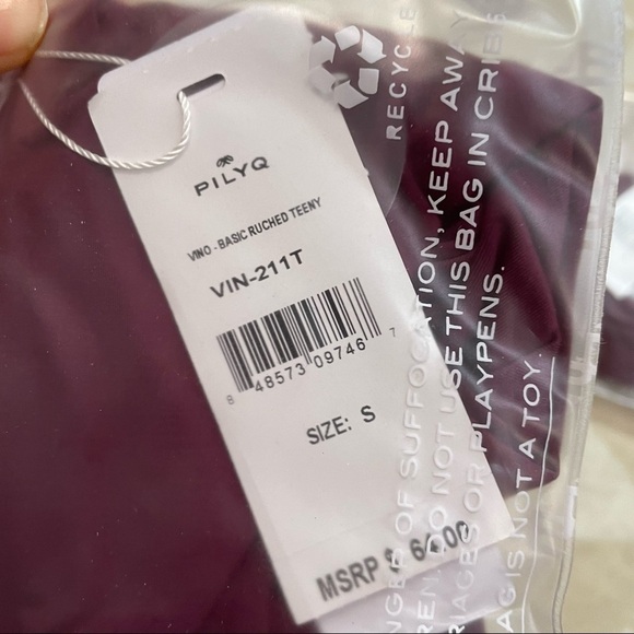 PQ Swim Anthropologie Vino Basic Ruched Bikini Bottoms Purple Teeny - Picture 5 of 6